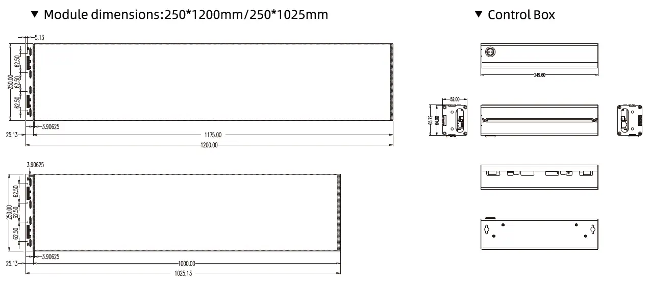Muxwave Transparent LED-Modul Zeichnung